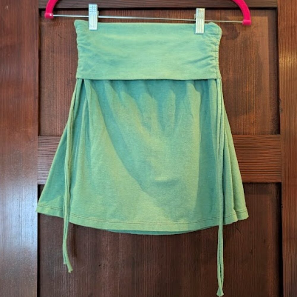 Small Light Turquoise Bohemian Folk Corset Top Hemp Cotton Lycra Stretch Jersey